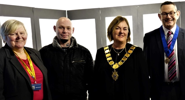 Bibbs Cameron V Chairman Shrewsbury Civic Society David Lupine Art Gallery Manager Mayor Jane Mackenzie